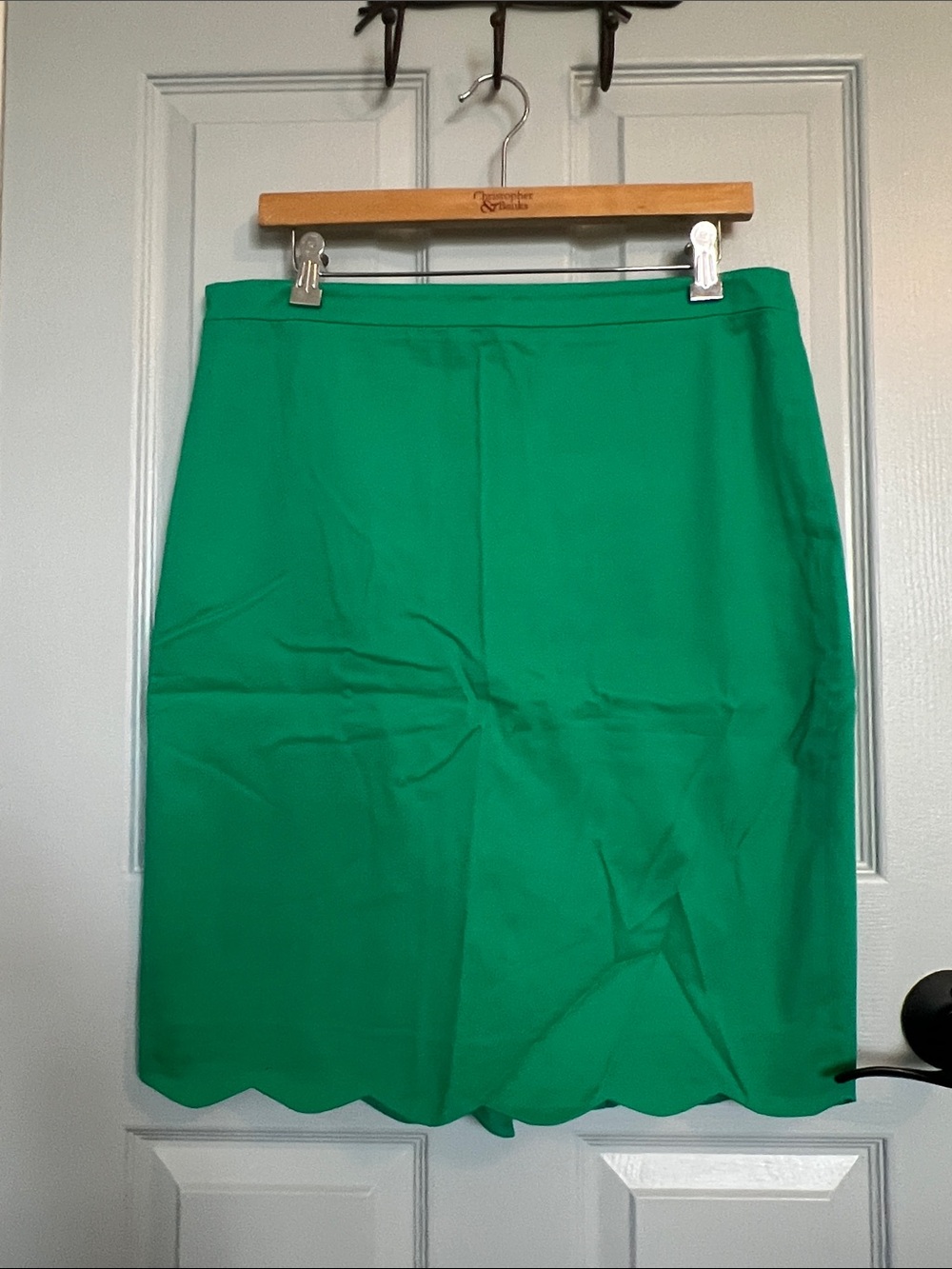 J. Crew Emerald Scalloped-Hem Pencil Skirt